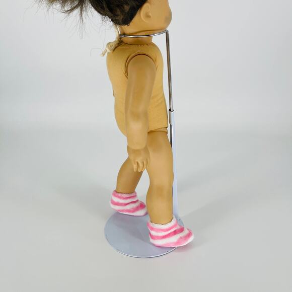 White And Pink Stripe Ankle Height Fluffy Socks for 18 Inch Dolls - GUC - Picture 6 of 12